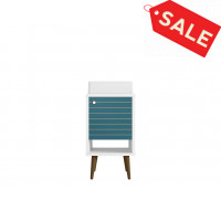 Manhattan Comfort 238BMC63 Liberty 17.71 Bathroom Vanity with Sink and Shelf in White and Aqua Blue